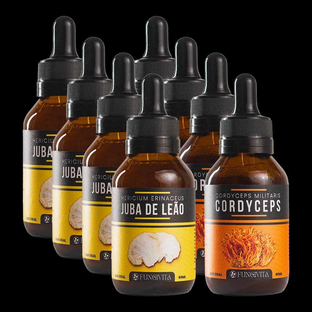4x Juba de Leão + 4x Cordyceps Militaris 4x Juba de Leão + 4x Cordyceps Militaris